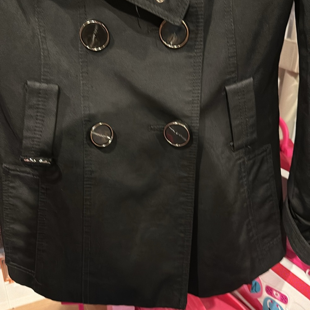 Zara Basic Women's Double Breasted Black Trench C… - image 3